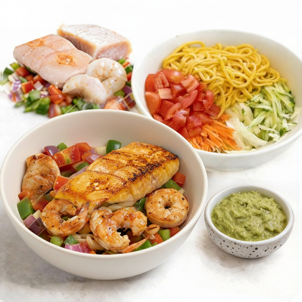 Asian Flounder Trio - Shrimp Asian Flounder Chicken Bowl