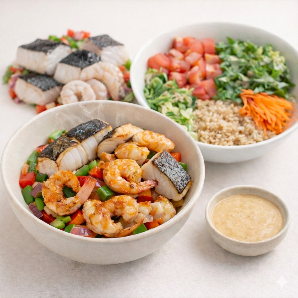 Black Cod Duo - Shrimp Black Cod Bowl