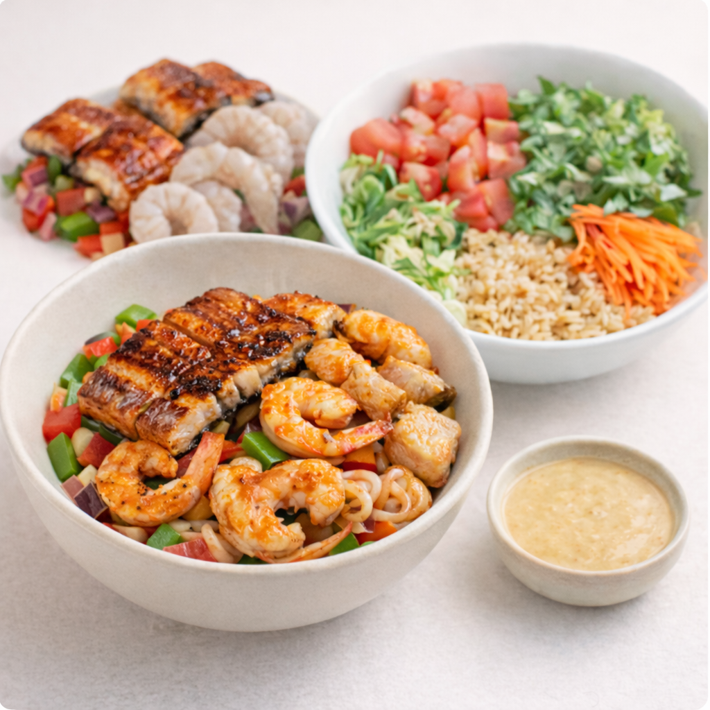 Eel Trio - Shrimp Eel Chicken Bowl