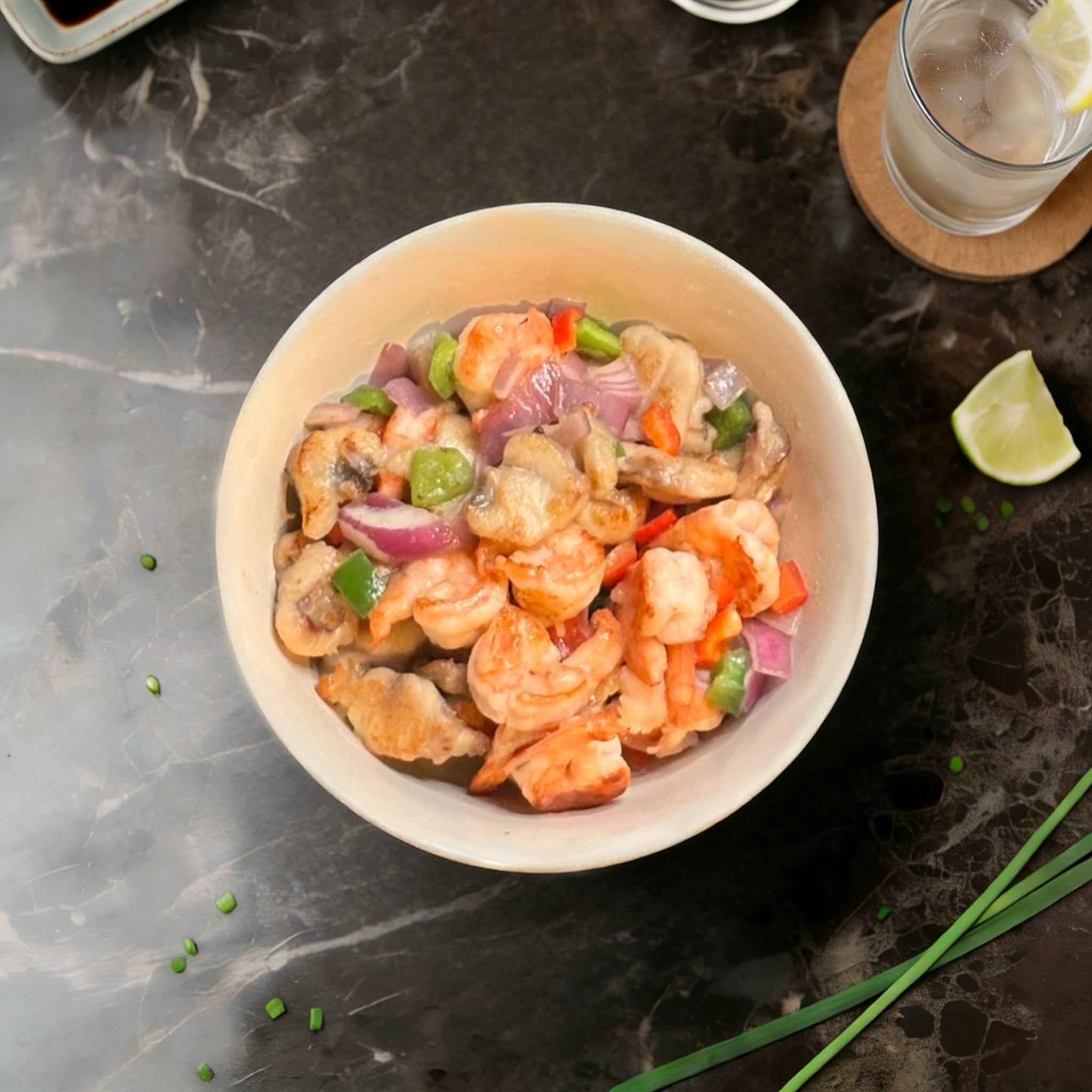 Monkfish Trio - Shrimp Monkfish Chicken Bowl