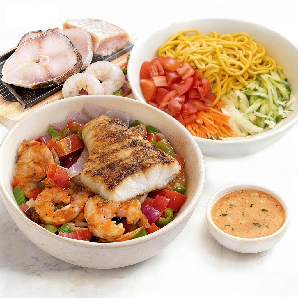 Monkfish Trio - Shrimp Monkfish Chicken Bowl