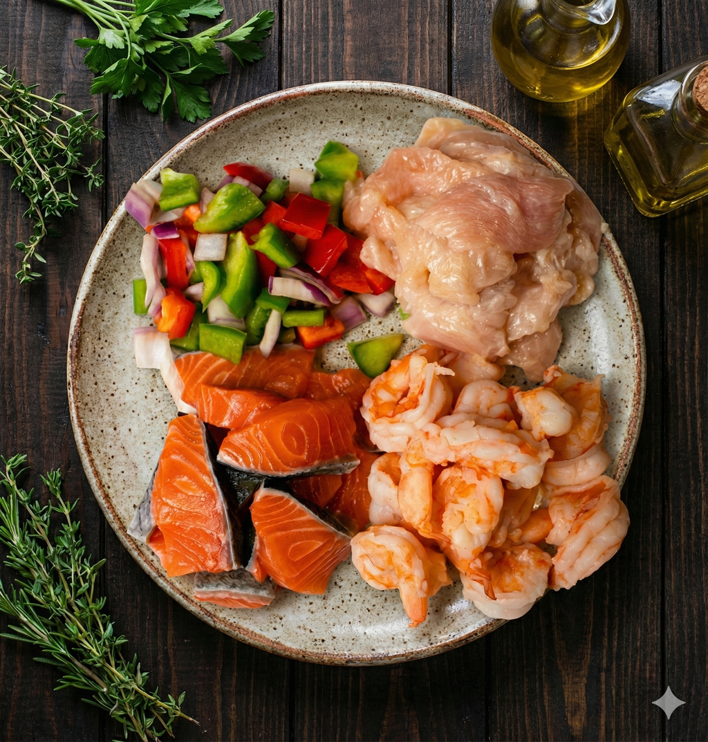 Salmon Trio - Shrimp Salmon Chicken Bowl