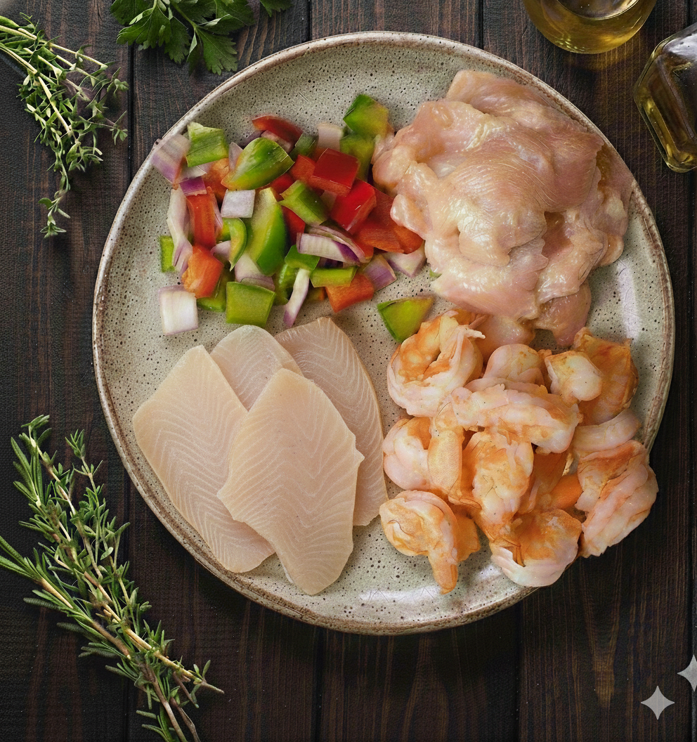 Asian Flounder Trio - Shrimp Asian Flounder Chicken Bowl
