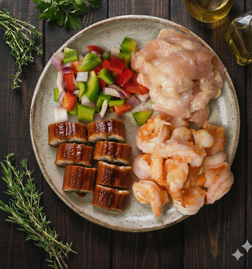 Shrimp Eel Chicken Bowl (50g Protein Tier)